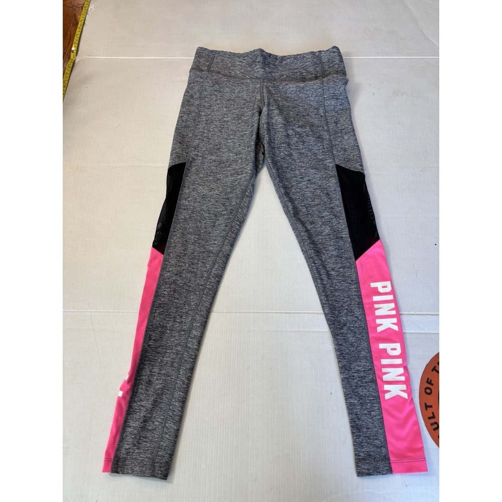 PINK VICTORIA SECRET ULTIMATE GREY PERFORMANCE YOGA MESH LEGGINGS WOMENS Small